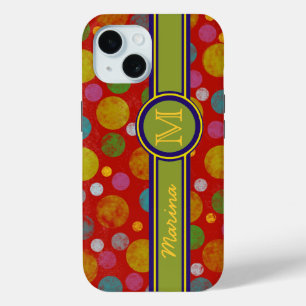 personalised Polka Dots colour iPhone 15 Case