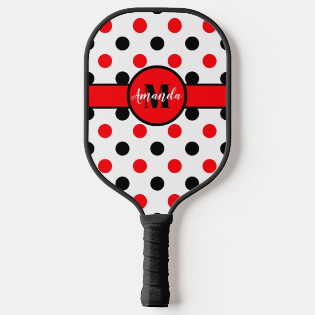 Personalised Polka Dots Let's Get Pickled Pickleba Pickleball Paddle (Back)