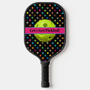 Personalised Polka Dots Let's Get Pickled Pickleball Paddle