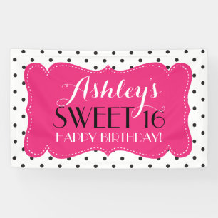Personalised Polka Dots Sweet 16 Birthday Banner