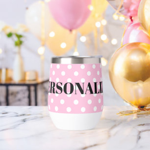Personalised polkadot pattern wine glass tumbler