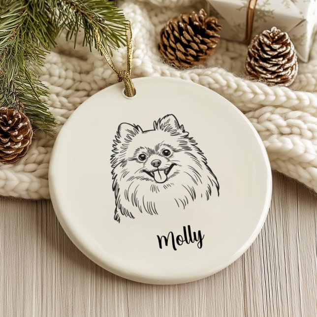 Personalised Pomeranian Dog Christmas Ceramic Tree Decoration (Creator Uploaded)