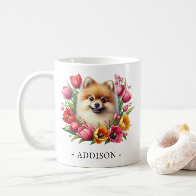 Personalised Pomeranian Mug with Name Template (With Donut)