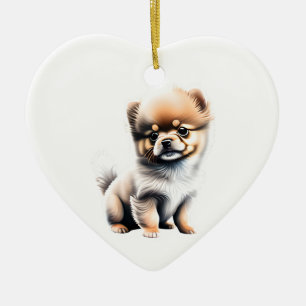 Personalised Pomeranian Puppy Ceramic Tree Decoration
