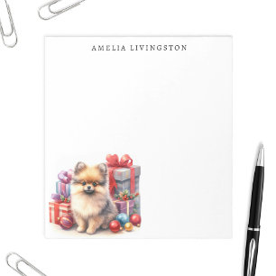 Personalised Pomeranian Puppy Dog Christmas Notepad