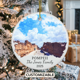 Personalised Pompeii Ornament, Italy Gift Ceramic Tree Decoration
