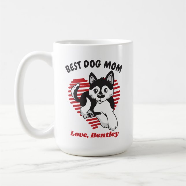 Personalised Pomsky Puppy Dog Mum Custom Name Coffee Mug (Left)