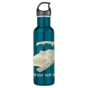 Personalised Pontoon Boat Aqua Blue Water Bottle