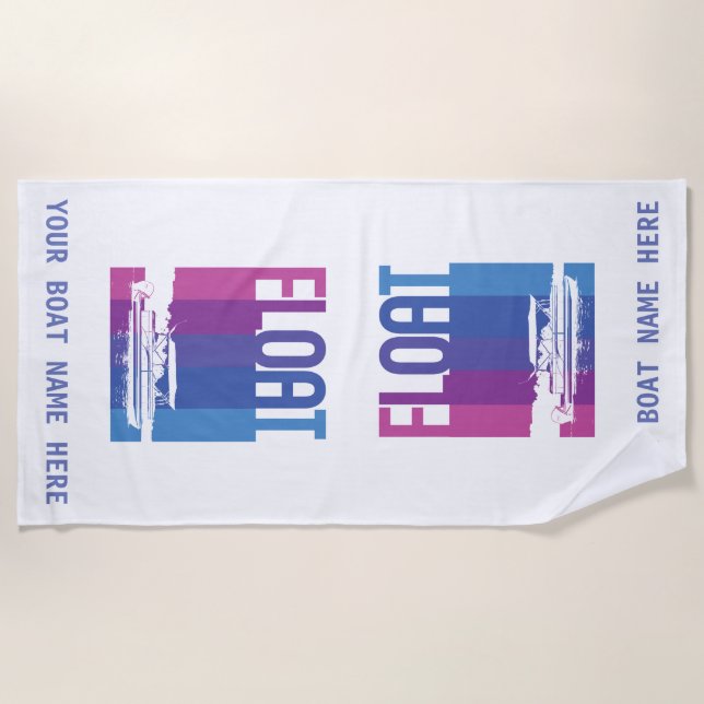 Personalised Pontoon Boat Beach Towel (Front)