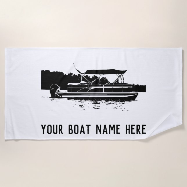 Personalised Pontoon Boat Beach Towel (Front)