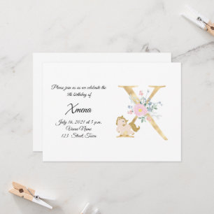 Personalised pony girly monogram  invitation