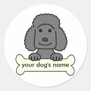 Personalised Poodle Classic Round Sticker