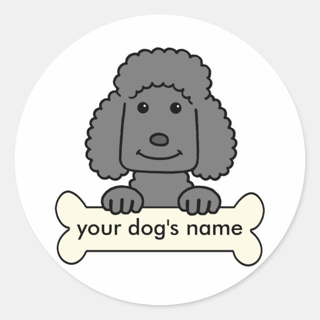 Personalised Poodle Classic Round Sticker (Front)