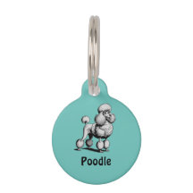 Personalised Poodle Dog Round Pet Tag