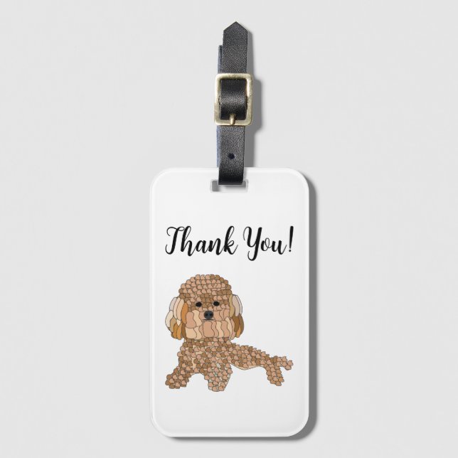 Personalised Poodle Dog Travel Luggage Tag (Front Vertical)