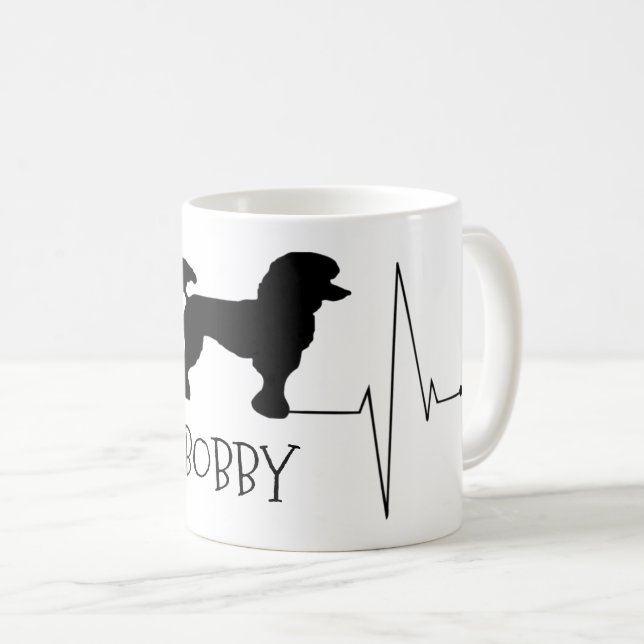 Personalised Poodle Love My Dog Heart Beat Coffee Mug (Front Right)