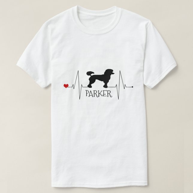 Personalised Poodle Love My Dog Heart Beat T-Shirt (Design Front)