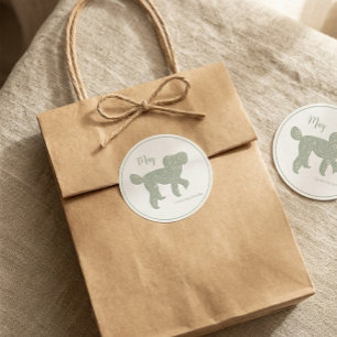 Personalised Poodle Matcha Green Gift Wrap Seal