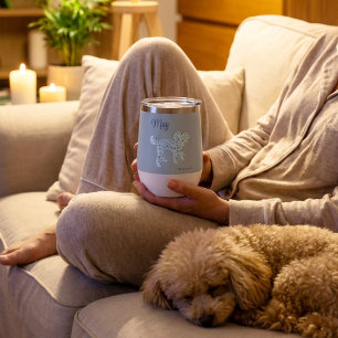 Personalised Poodle Mum Heart Silhouette Ice Blue