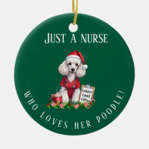 Personalised Poodle Nurse Christmas Dog Lover Gift Ceramic Tree Decoration