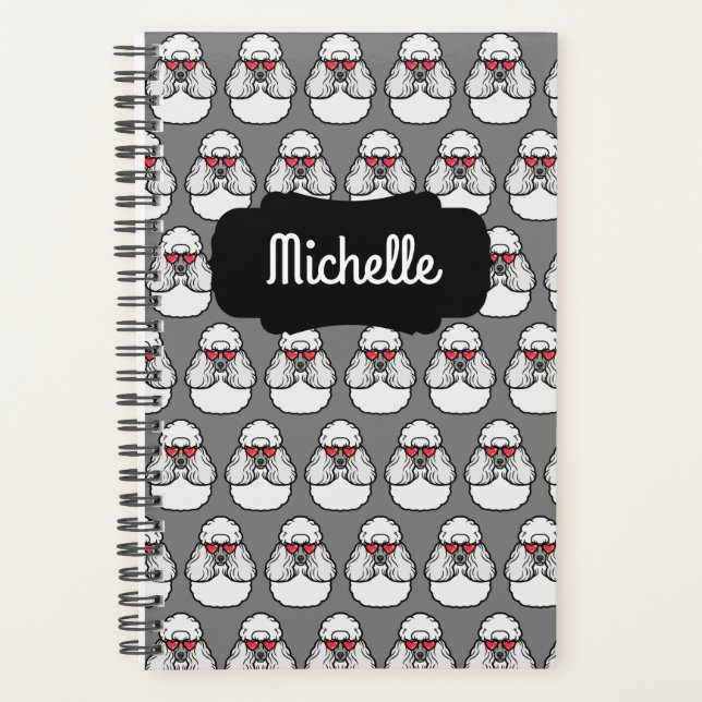 Personalised Poodle Pattern Funny Planner (Front)