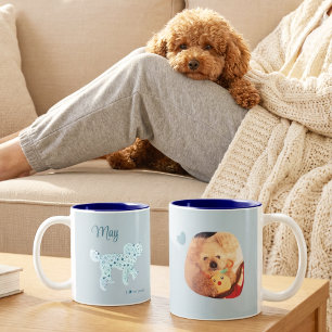 Personalised Poodle Photo Mug Double-Sided Blue
