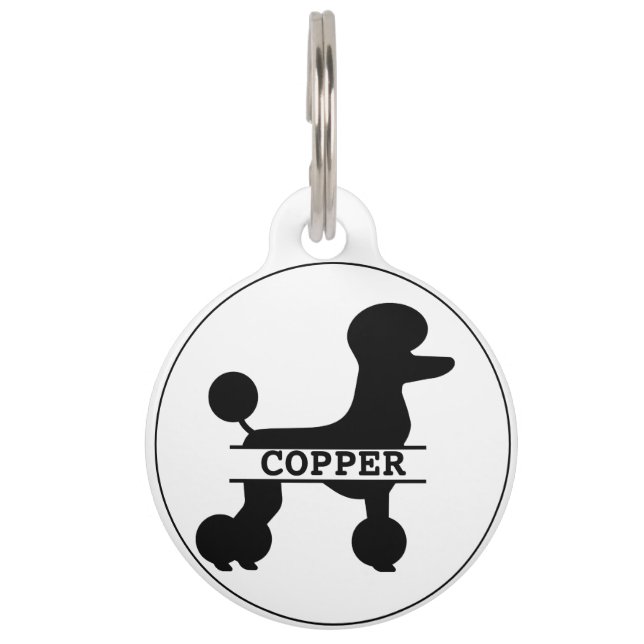 Personalised  Poodle Round Pet Tag (Front)