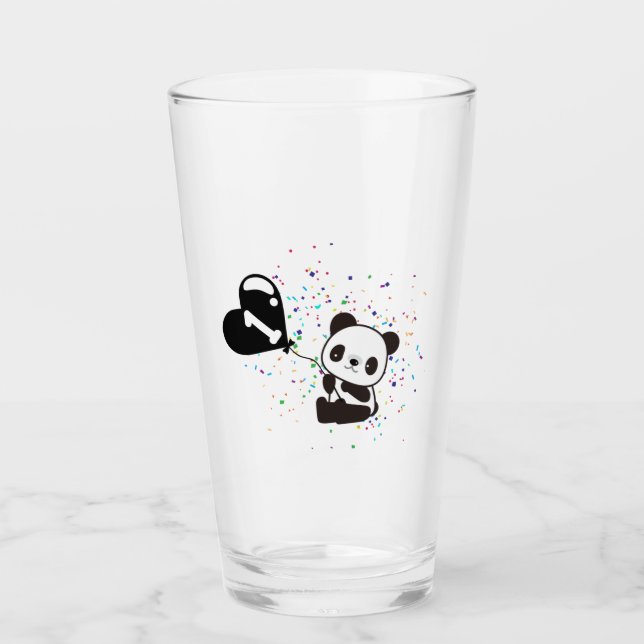 Personalised Pooh Watercolor First Birthday Baby Glass (Front)