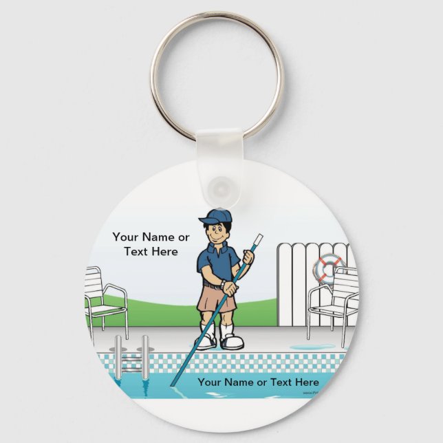 Personalised Pool Cleaner - Male  Key Ring (Front)