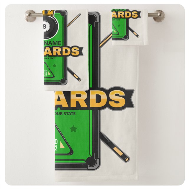 Personalised Pool Hall NAME 8 Ball Crown Billiards Bath Towel Set (Creator Uploaded)