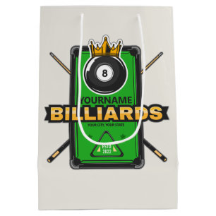Personalised Pool Hall NAME 8 Ball Crown Billiards Medium Gift Bag