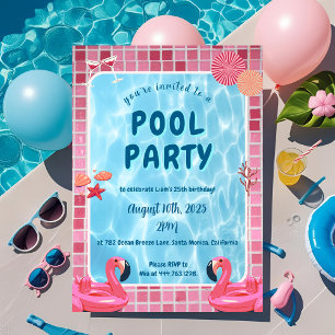 Personalised Pool Party Birthday Invitation