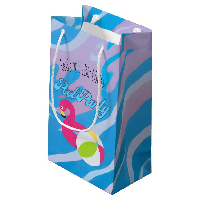 Personalised Pool Party Favour Bags (Back Angled)