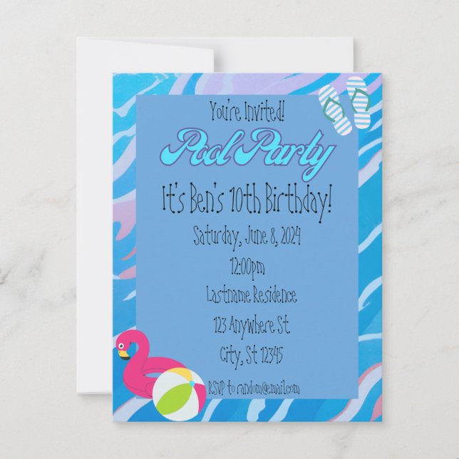Personalised Pool Party Invitation (Front)