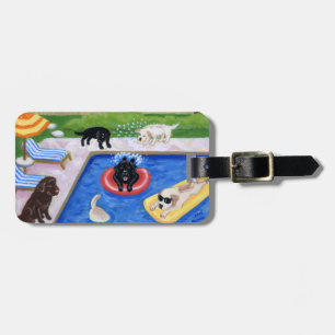 Personalised Pool Party Labradors Luggage Tag