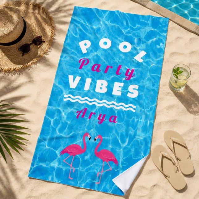 Personalised Pool Party Vibes Beach Towel (Creator Uploaded)