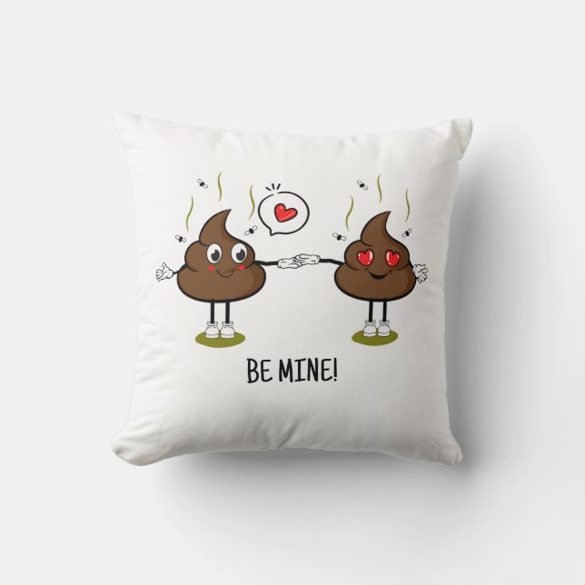 Personalised Poop Emoji Love Couple  Cushion (Front)