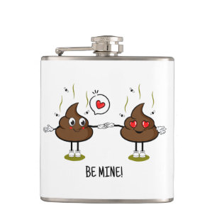 Personalised Poop Emoji Love Couple  Hip Flask