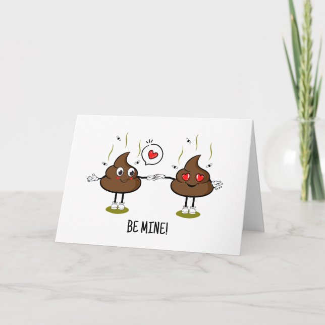 Personalised Poop Emoji Love Couple  Holiday Card (Front)