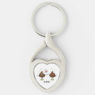 Personalised Poop Emoji Love Couple  Key Ring