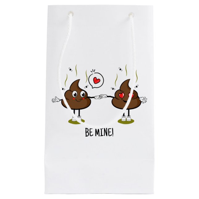 Personalised Poop Emoji Love Couple  Small Gift Bag (Front)