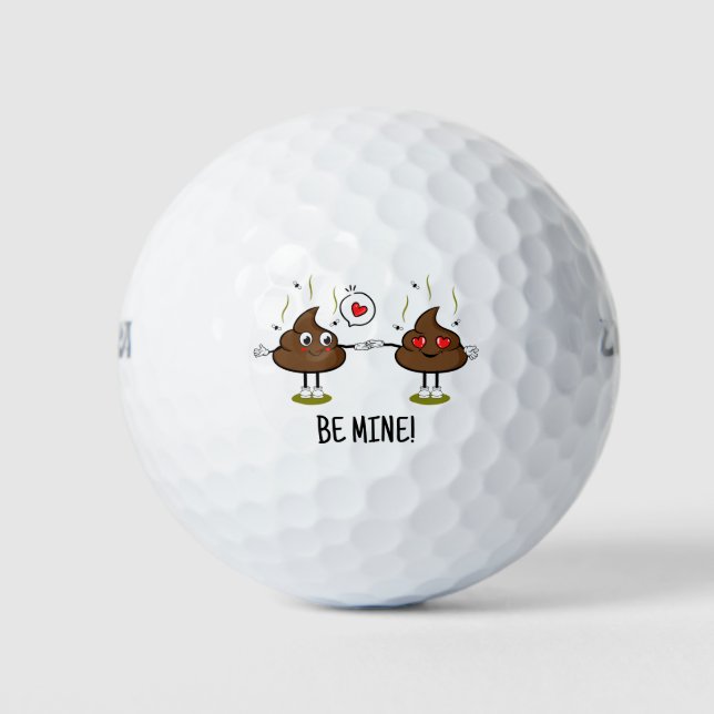 Personalised Poop Emoji Love Golf Balls (Front)