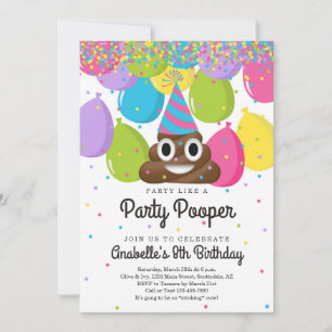 Personalised Poop Emoji Themed Birthday Party Invitation