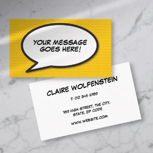 Personalised Pop Art Comic Book Speech Bubble Business Card