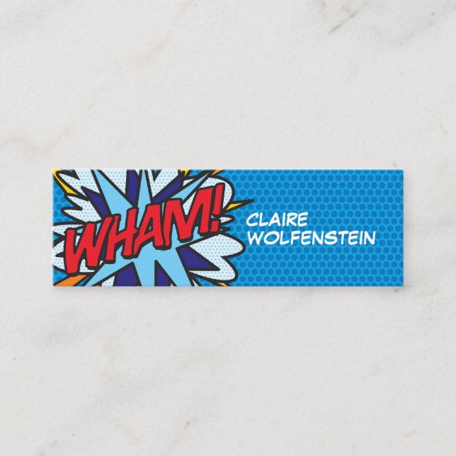 Personalised Pop Art Comic Book WHAM! Mini Business Card (Front)