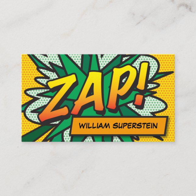 Personalised Pop Art Comic Book ZAP Business Card (Front)