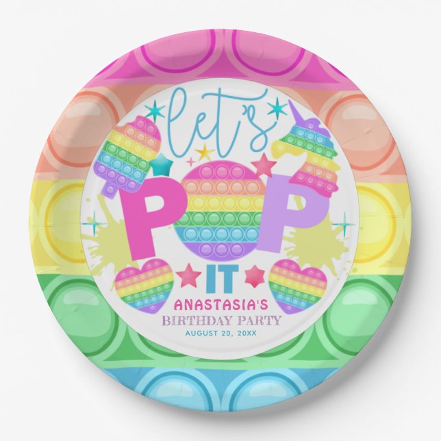 Personalised Pop It Birthday  Paper Plate (Front)