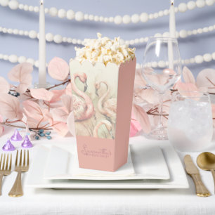 Personalised Popcorn Boxes, Flamingo Party Theme Favour Box