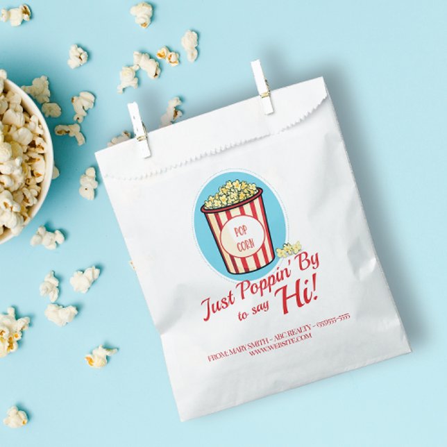 Personalised Poppin' By to Say Hi Pop By Favour Bags (Personalized Poppin' by To Say Hi Favor Bag for Real Estate and Small Business Marketing)