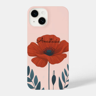 Personalised poppy floral phone case